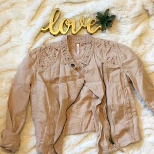 FREE PEOPLE eyelet detail moto jacket